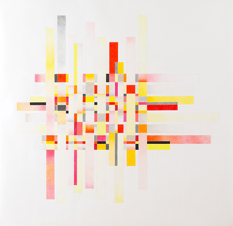 Elisabeth Delesalle, Passerelles rouges, 2009, 125 x 124 cm, 01