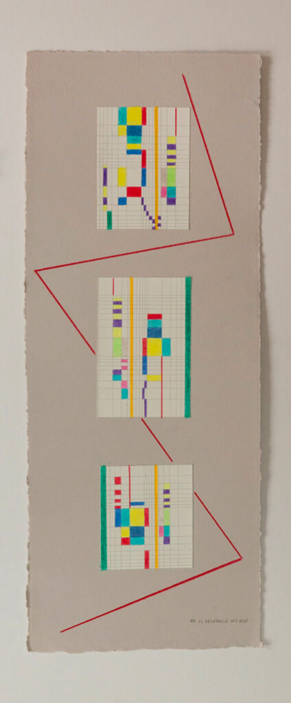 Vibrations, 2018, Collage et crayon de couleur