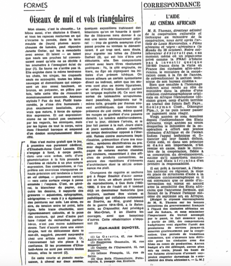 Elisabeth Delesalle, Article de Presse