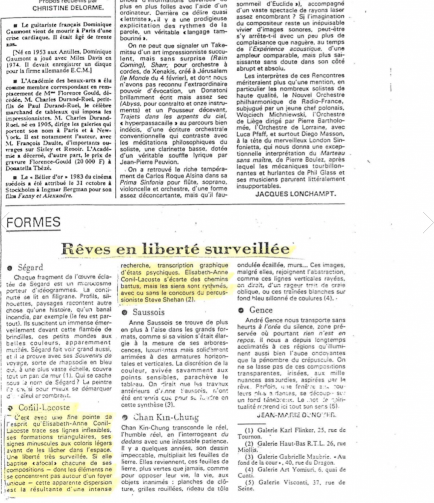Elisabeth Delesalle, Article de Presse