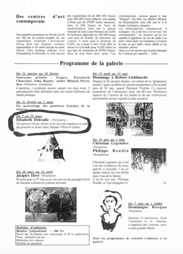 Elisabeth Delesalle, Article de Presse